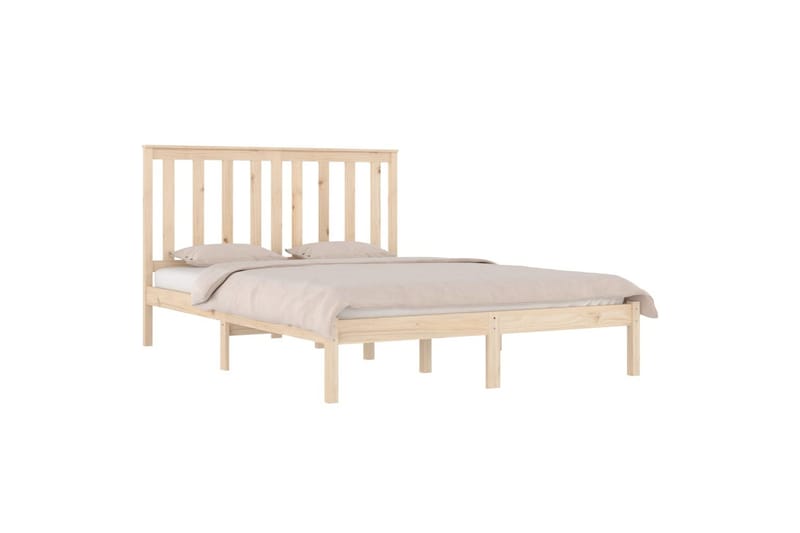 beBasic sengeramme 135x190 cm dobbelt massivt fyrretræ - Brun - Møbler - Senge - Sengeramme & sengestel