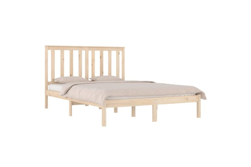 beBasic sengeramme 135x190 cm dobbelt massivt fyrretræ - Brun - Sengeramme & sengestel