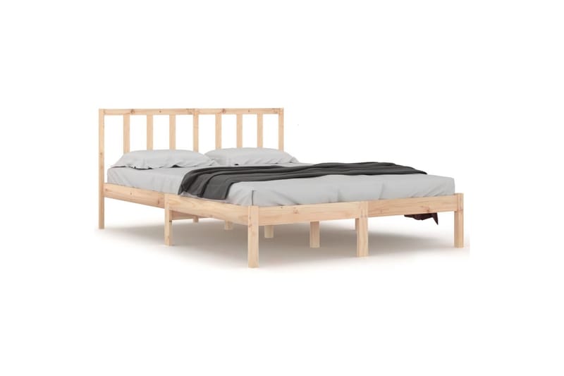 beBasic sengeramme 135x190 cm dobbelt massivt fyrretræ - Brun - Sengeramme & sengestel