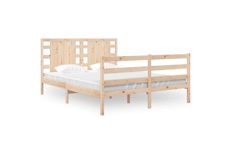 beBasic sengeramme 135x190 cm dobbelt massivt fyrretræ - Brun - Sengeramme & sengestel