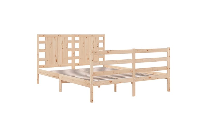 beBasic sengeramme 135x190 cm dobbelt massivt fyrretræ - Brun - Sengeramme & sengestel