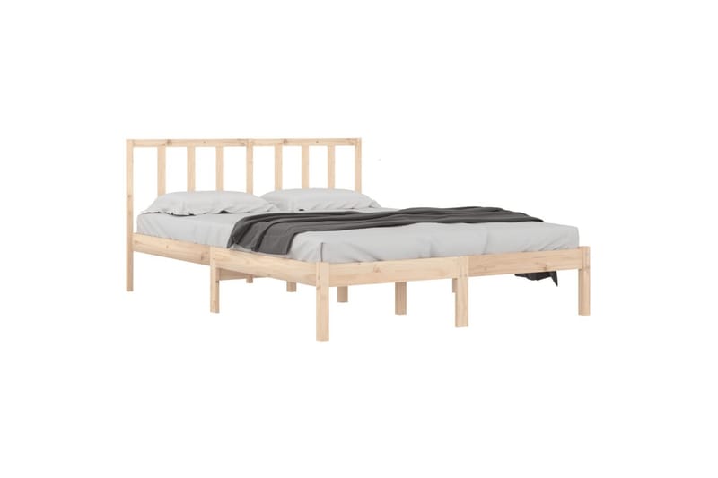 beBasic sengeramme 135x190 cm dobbelt massivt fyrretræ - Brun - Sengeramme & sengestel