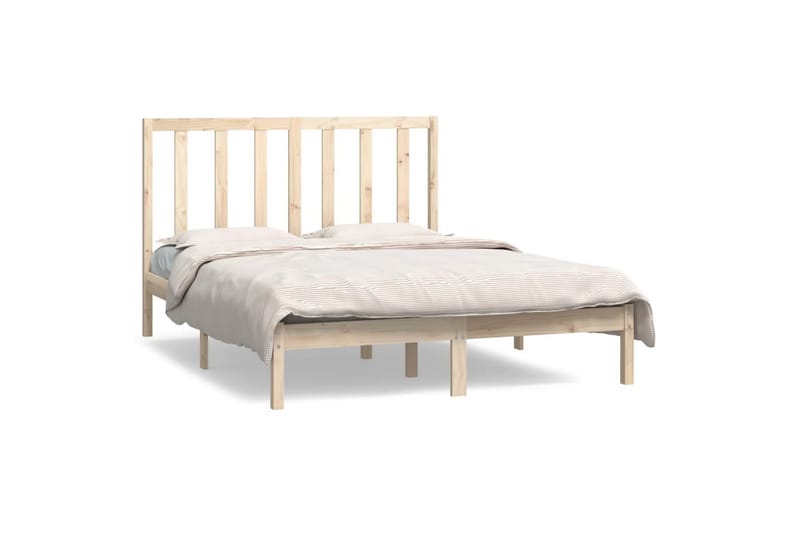 beBasic sengeramme 135x190 cm dobbelt massivt fyrretræ - Brun - Sengeramme & sengestel