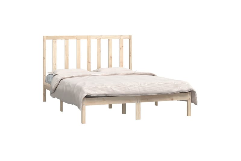 beBasic sengeramme 135x190 cm dobbelt massivt fyrretræ - Brun - Sengeramme & sengestel