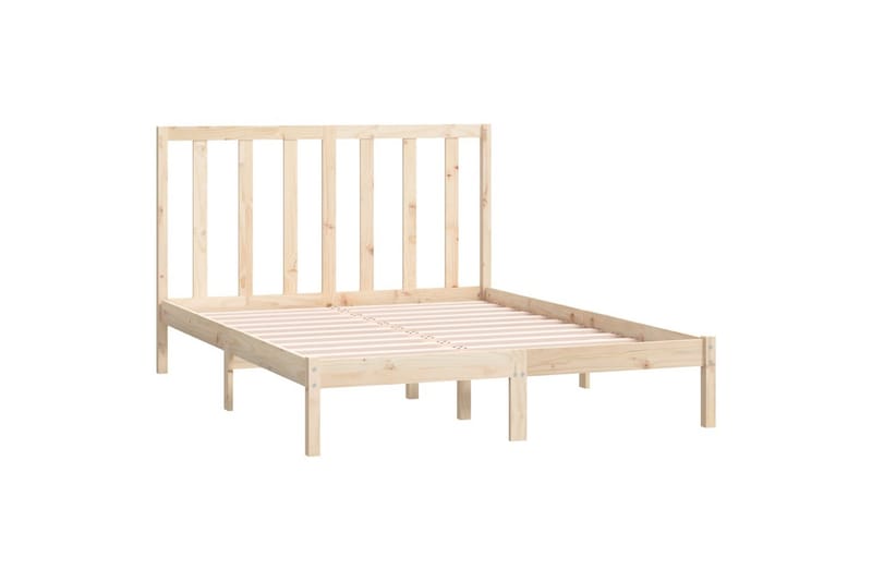 beBasic sengeramme 135x190 cm dobbelt massivt fyrretræ - Brun - Sengeramme & sengestel