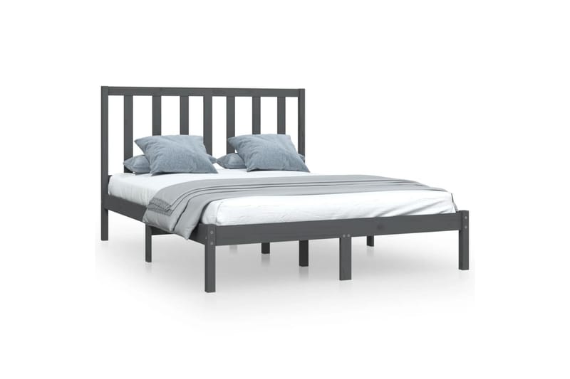 beBasic sengeramme 135x190 cm dobbelt massivt fyrretræ grå - GrÃ¥ - Møbler - Senge - Sengeramme & sengestel