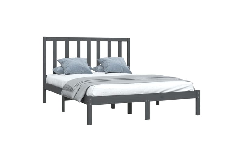 beBasic sengeramme 135x190 cm dobbelt massivt fyrretræ grå - GrÃ¥ - Møbler - Senge - Sengeramme & sengestel
