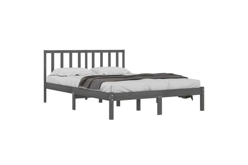 beBasic sengeramme 135x190 cm dobbelt massivt fyrretræ grå - GrÃ¥ - Møbler - Senge - Sengeramme & sengestel