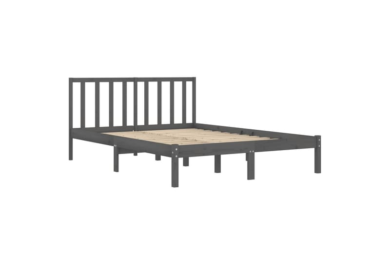beBasic sengeramme 135x190 cm dobbelt massivt fyrretræ grå - GrÃ¥ - Møbler - Senge - Sengeramme & sengestel
