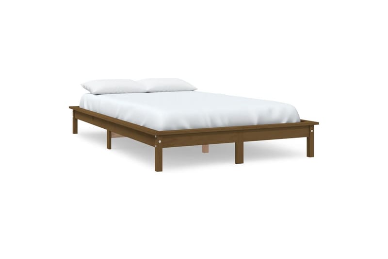 beBasic sengeramme 135x190 cm dobbelt massivt fyrretræ gyldenbrun - Brun - Møbler - Senge - Sengeramme & sengestel