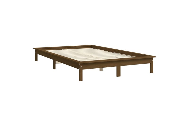 beBasic sengeramme 135x190 cm dobbelt massivt fyrretræ gyldenbrun - Brun - Møbler - Senge - Sengeramme & sengestel