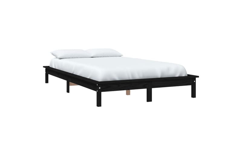 beBasic sengeramme 135x190 cm dobbelt massivt fyrretræ sort - Sort - Møbler - Senge - Sengeramme & sengestel