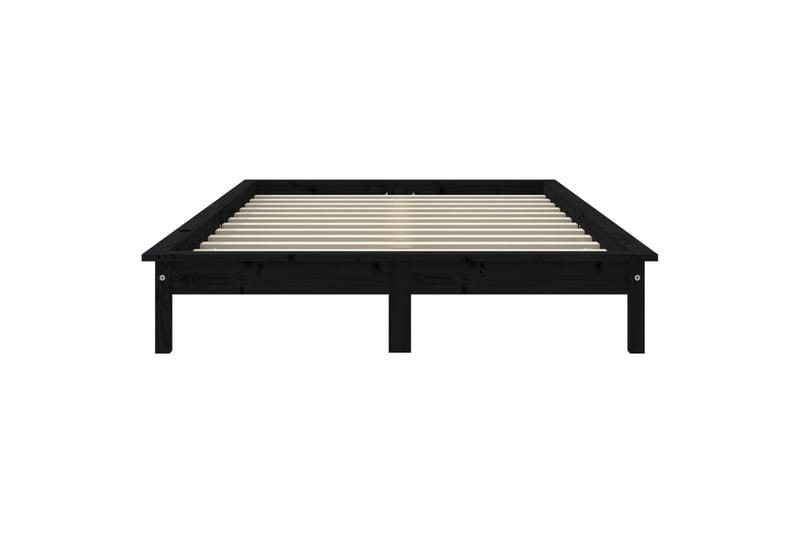 beBasic sengeramme 135x190 cm dobbelt massivt fyrretræ sort - Sort - Møbler - Senge - Sengeramme & sengestel
