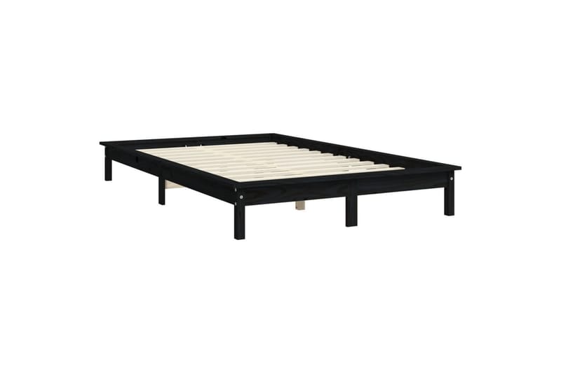 beBasic sengeramme 135x190 cm dobbelt massivt fyrretræ sort - Sort - Sengeramme & sengestel