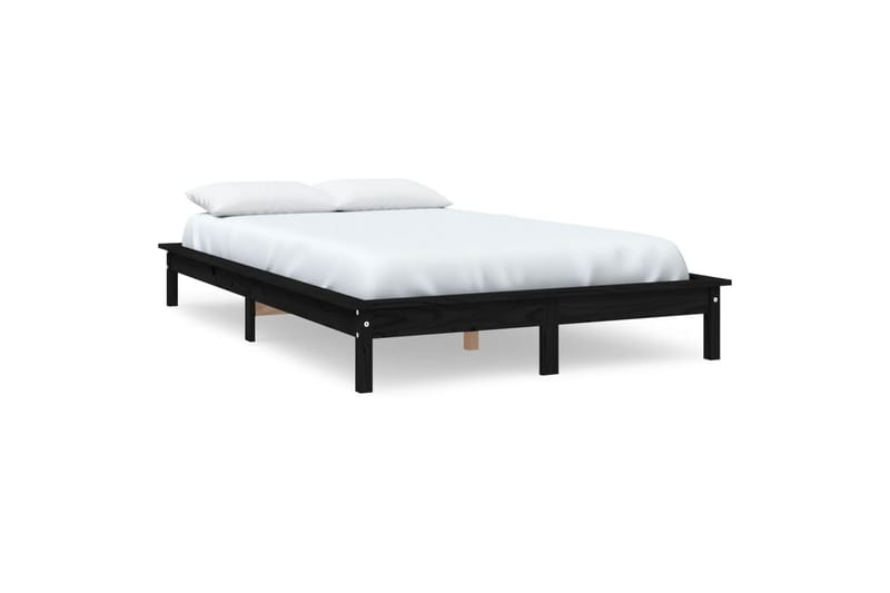 beBasic sengeramme 135x190 cm dobbelt massivt fyrretræ sort - Sort - Møbler - Senge - Sengeramme & sengestel
