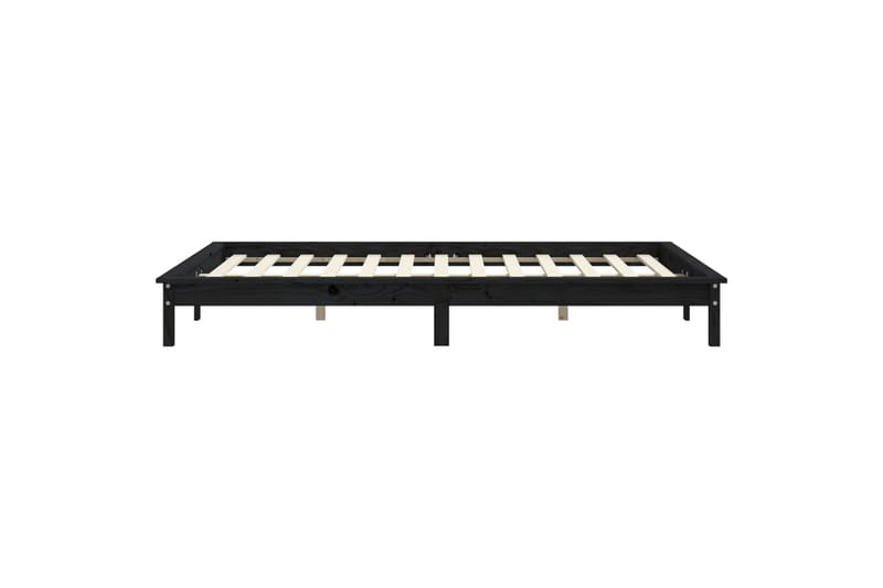 beBasic sengeramme 135x190 cm dobbelt massivt fyrretræ sort - Sort - Møbler - Senge - Sengeramme & sengestel