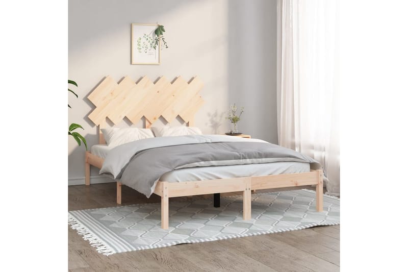 beBasic sengeramme 135x190 cm dobbelt massivt træ - Brun - Møbler - Senge - Sengeramme & sengestel
