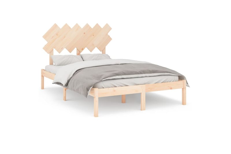 beBasic sengeramme 135x190 cm dobbelt massivt træ - Brun - Møbler - Senge - Sengeramme & sengestel