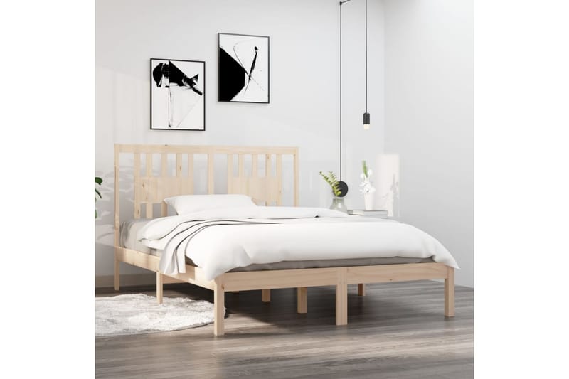 beBasic sengeramme 135x190 cm dobbelt massivt træ - Brun - Møbler - Senge - Sengeramme & sengestel