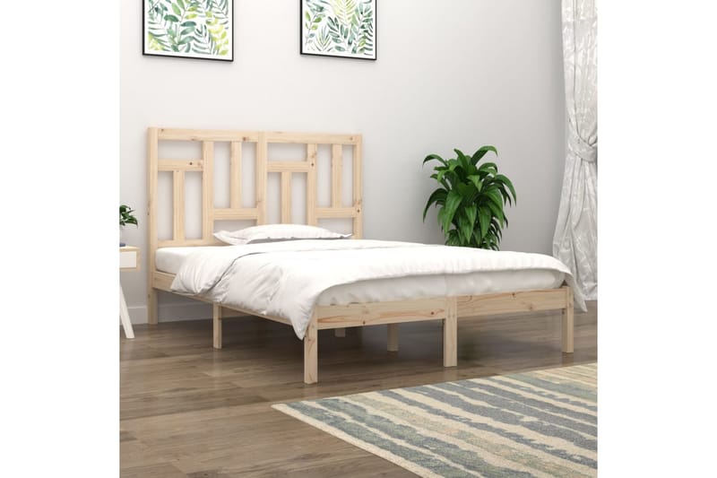 beBasic sengeramme 135x190 cm dobbelt massivt træ - Brun - Møbler - Senge - Sengeramme & sengestel