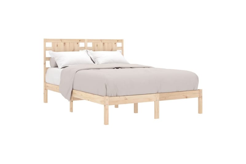 beBasic sengeramme 135x190 cm dobbelt massivt træ - Brun - Møbler - Senge - Sengeramme & sengestel
