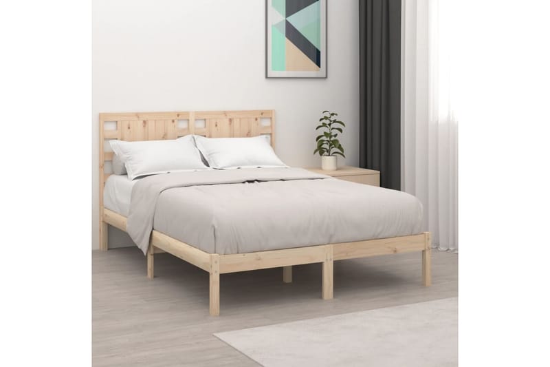 beBasic sengeramme 135x190 cm dobbelt massivt træ - Brun - Møbler - Senge - Sengeramme & sengestel
