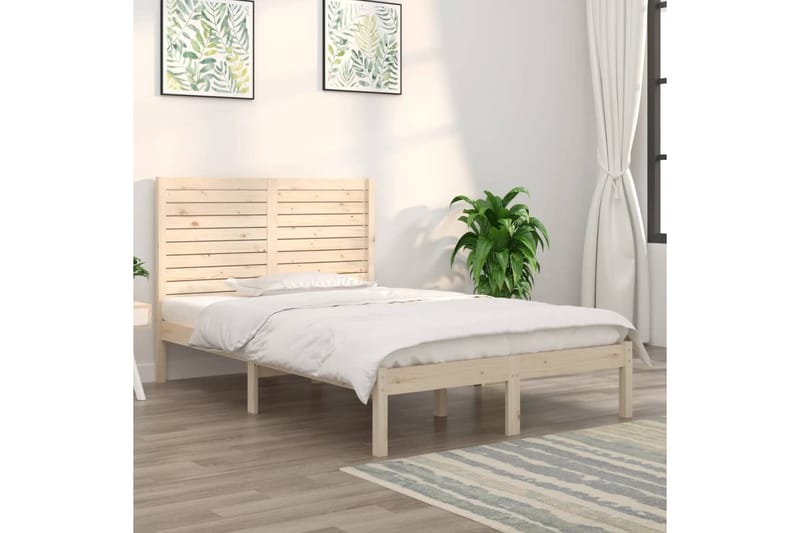 beBasic sengeramme 135x190 cm dobbelt massivt træ - Brun - Møbler - Senge - Sengeramme & sengestel