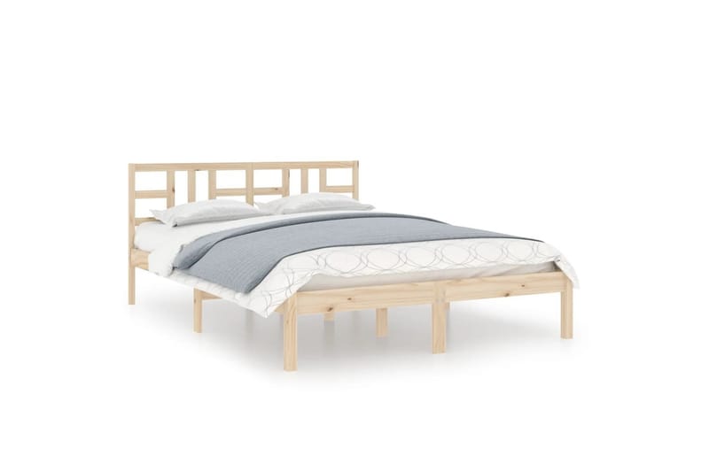 beBasic sengeramme 135x190 cm dobbelt massivt træ - Brun - Sengeramme & sengestel