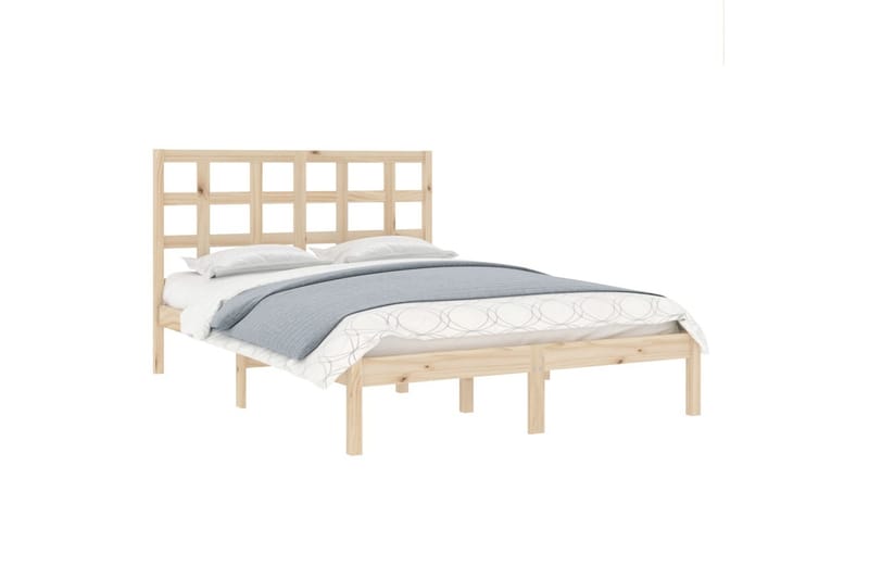 beBasic sengeramme 135x190 cm dobbelt massivt træ - Brun - Sengeramme & sengestel