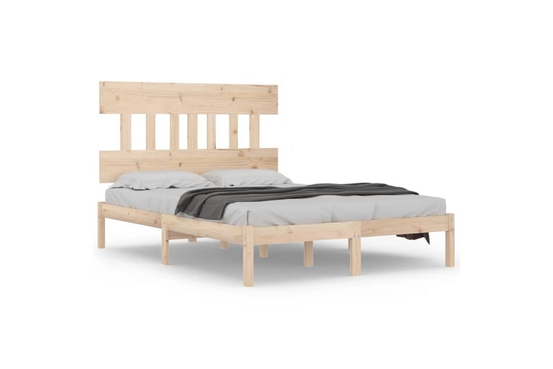 beBasic sengeramme 135x190 cm dobbelt massivt træ - Brun - Sengeramme & sengestel