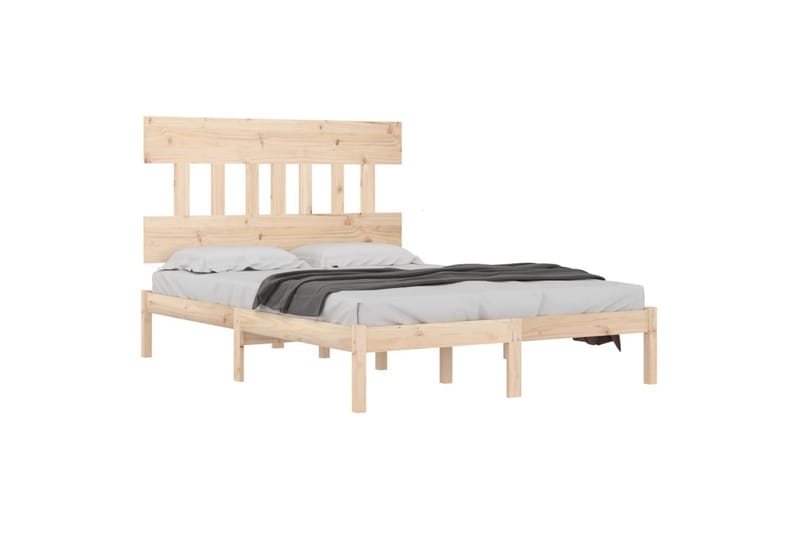 beBasic sengeramme 135x190 cm dobbelt massivt træ - Brun - Sengeramme & sengestel