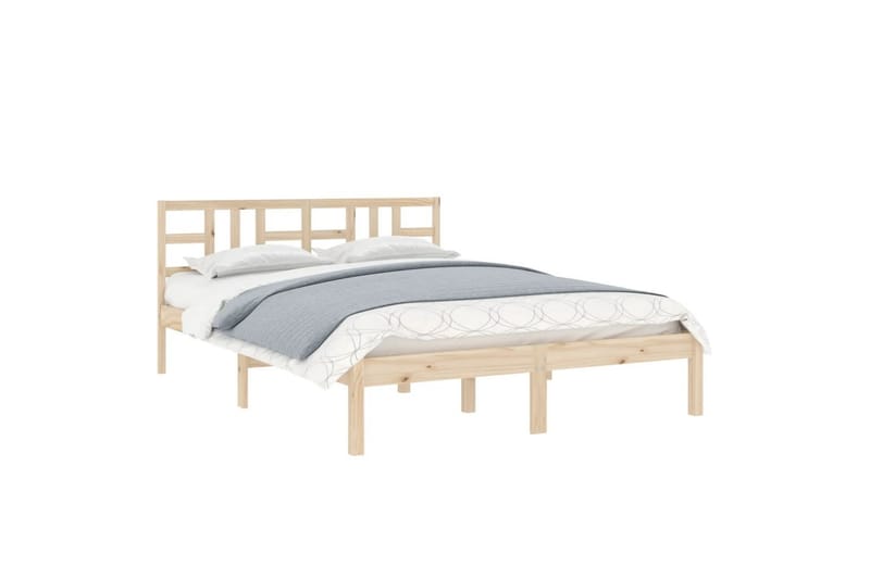 beBasic sengeramme 135x190 cm dobbelt massivt træ - Brun - Sengeramme & sengestel