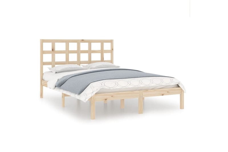 beBasic sengeramme 135x190 cm dobbelt massivt træ - Brun - Sengeramme & sengestel