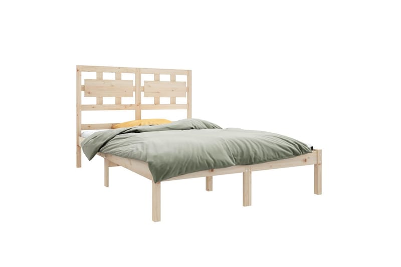 beBasic sengeramme 135x190 cm dobbelt massivt træ - Brun - Sengeramme & sengestel