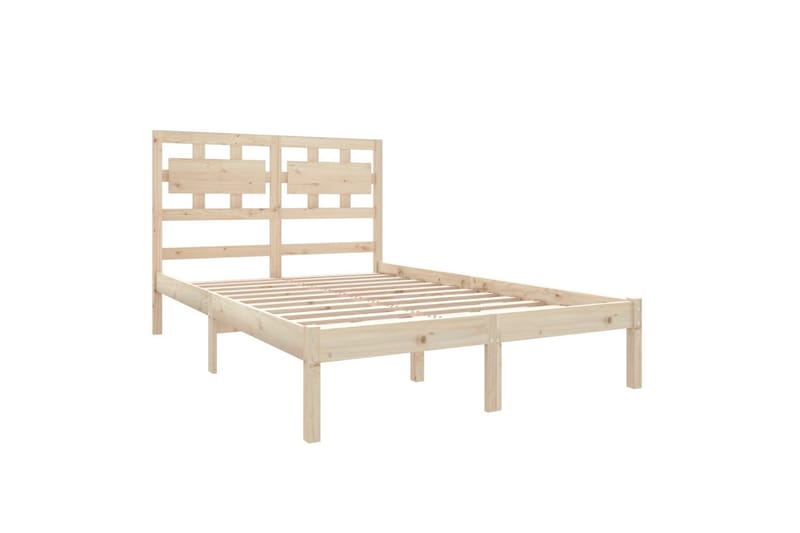 beBasic sengeramme 135x190 cm dobbelt massivt træ - Brun - Sengeramme & sengestel