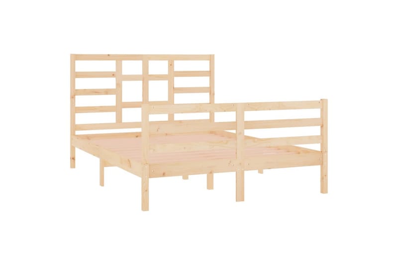 beBasic sengeramme 135x190 cm dobbelt massivt træ - Brun - Sengeramme & sengestel