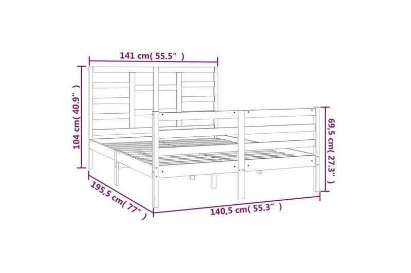 beBasic sengeramme 135x190 cm dobbelt massivt træ - Brun - Møbler - Senge - Sengeramme & sengestel