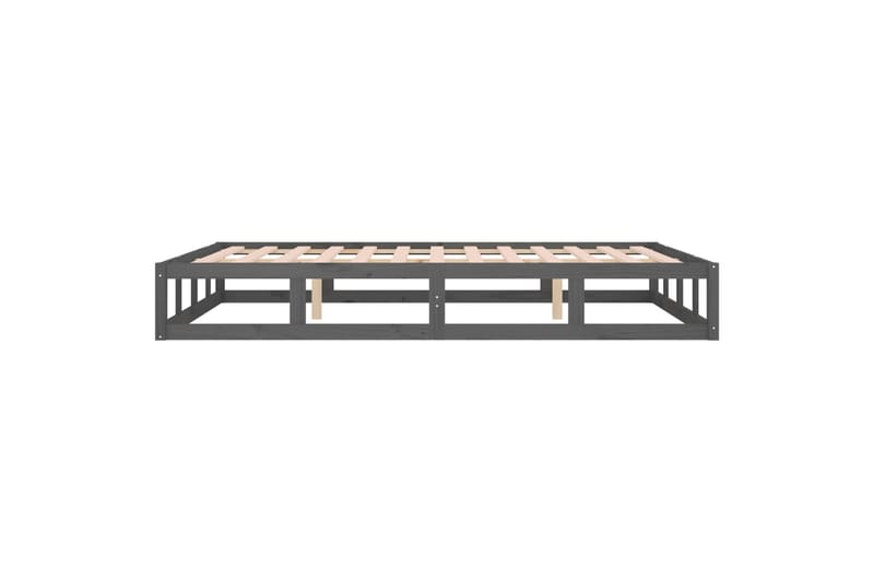 beBasic sengeramme 135x190 cm dobbelt massivt træ grå - GrÃ¥ - Møbler - Senge - Sengeramme & sengestel