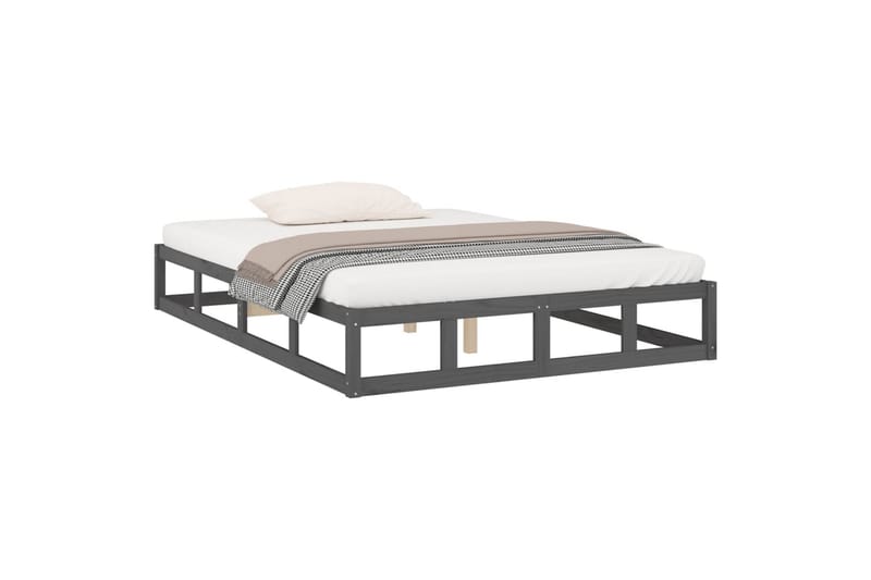 beBasic sengeramme 135x190 cm dobbelt massivt træ grå - GrÃ¥ - Møbler - Senge - Sengeramme & sengestel