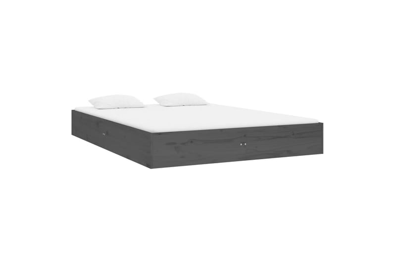 beBasic sengeramme 135x190 cm dobbelt massivt træ grå - GrÃ¥ - Møbler - Senge - Sengeramme & sengestel