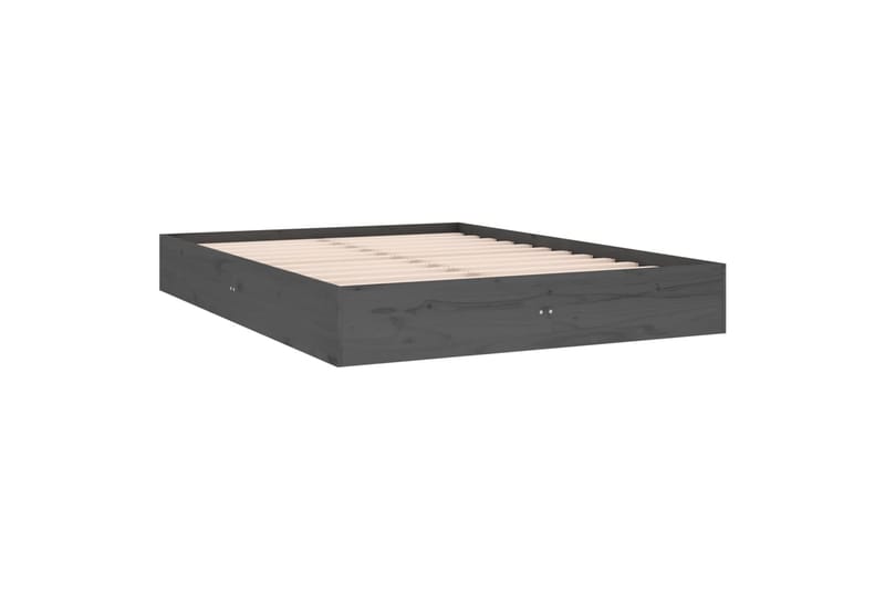 beBasic sengeramme 135x190 cm dobbelt massivt træ grå - GrÃ¥ - Møbler - Senge - Sengeramme & sengestel