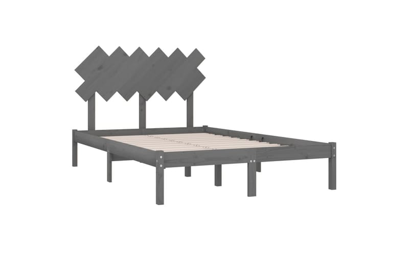 beBasic sengeramme 135x190 cm dobbelt massivt træ grå - GrÃ¥ - Møbler - Senge - Sengeramme & sengestel