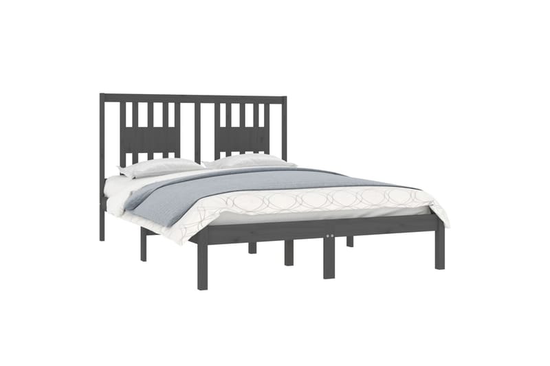 beBasic sengeramme 135x190 cm dobbelt massivt træ grå - GrÃ¥ - Møbler - Senge - Sengeramme & sengestel