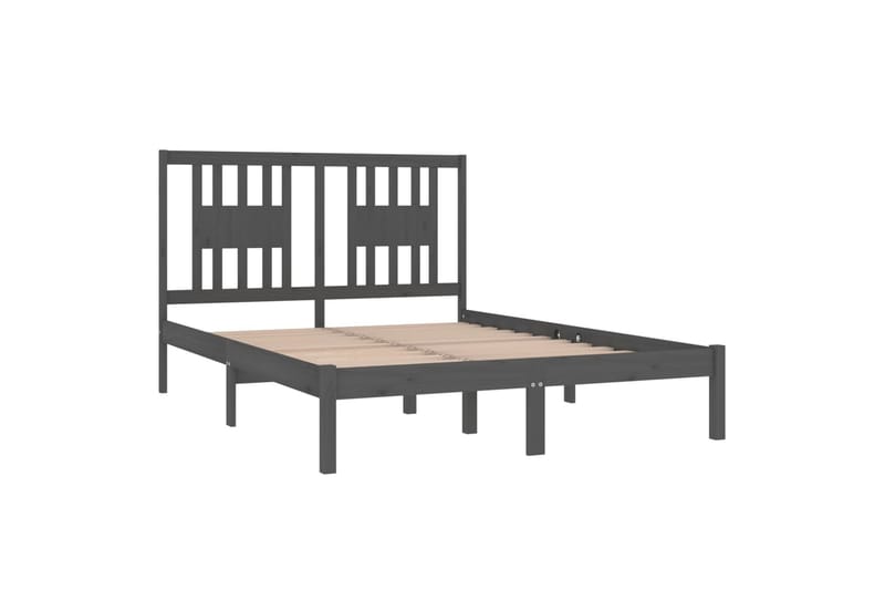 beBasic sengeramme 135x190 cm dobbelt massivt træ grå - GrÃ¥ - Møbler - Senge - Sengeramme & sengestel
