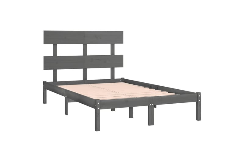 beBasic sengeramme 135x190 cm dobbelt massivt træ grå - GrÃ¥ - Møbler - Senge - Sengeramme & sengestel