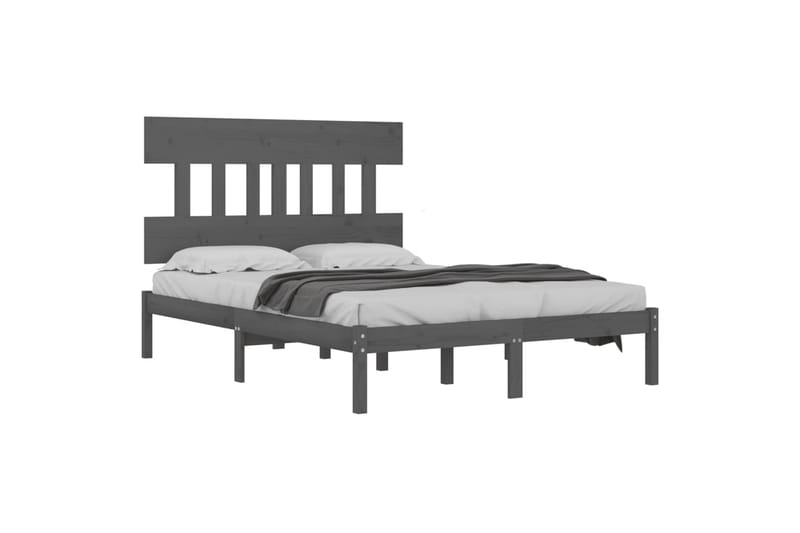 beBasic sengeramme 135x190 cm dobbelt massivt træ grå - GrÃ¥ - Møbler - Senge - Sengeramme & sengestel