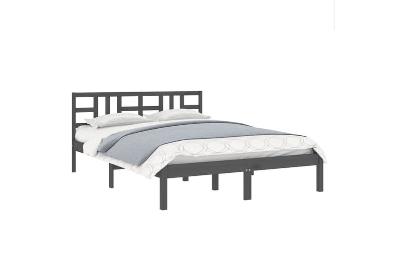 beBasic sengeramme 135x190 cm dobbelt massivt træ grå - GrÃ¥ - Møbler - Senge - Sengeramme & sengestel