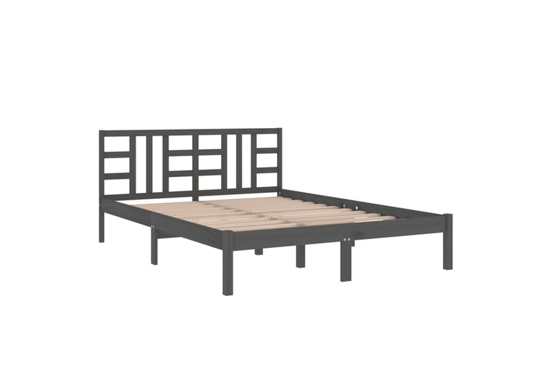 beBasic sengeramme 135x190 cm dobbelt massivt træ grå - GrÃ¥ - Møbler - Senge - Sengeramme & sengestel