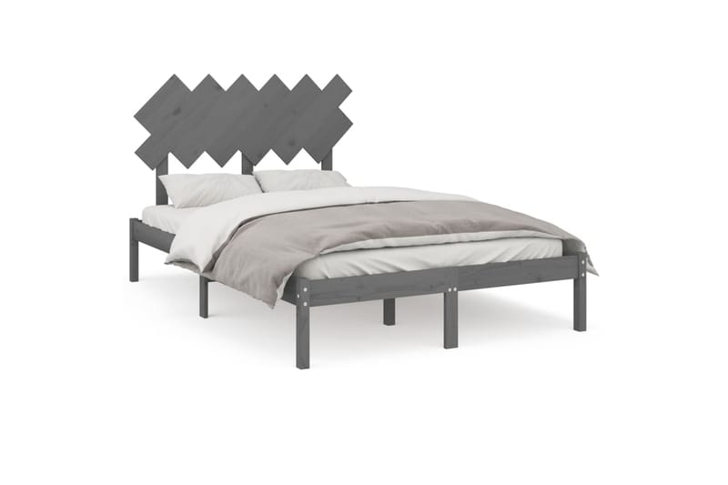 beBasic sengeramme 135x190 cm dobbelt massivt træ grå - GrÃ¥ - Møbler - Senge - Sengeramme & sengestel