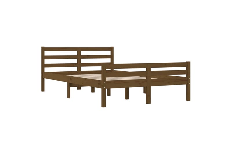 beBasic sengeramme 135x190 cm dobbelt massivt træ gyldenbrun - Brun - Møbler - Senge - Sengeramme & sengestel